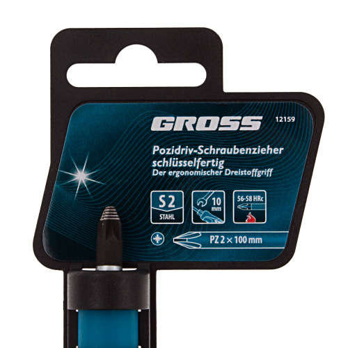Отвертка PZ2 x 100 мм, S2, трехкомпонентная ручка Gross по ценам производителя в Воронеже с доставкой по всей России