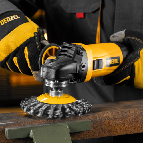 Щетка для УШМ, 125 мм, "Тарелка", крученая нержавеющая проволока 0.5 мм, М14 Denzel по ценам производителя в Воронеже с доставкой по всей России