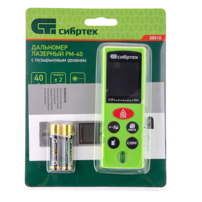 Лазерный дальномер PM-40,40 м,с пузырьковым уровнем Сибртех по ценам производителя в Воронеже с доставкой по всей России