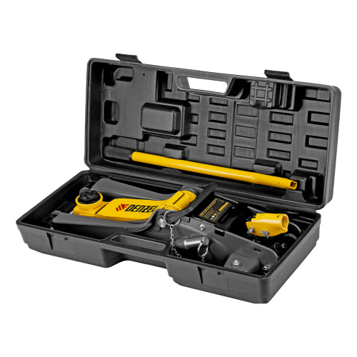 Домкрат гидравлический подкатной с фиксатором, 2,5 т,  85-385 мм, в пласт. кейсе Denzel по ценам производителя в Воронеже с доставкой по всей России