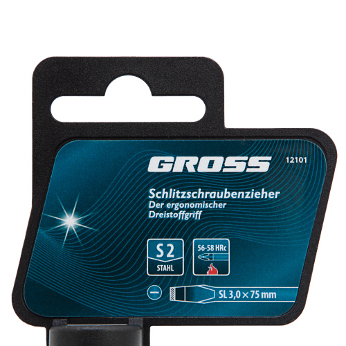 Отвертка SL3 x 75 мм, S2, трехкомпонентная рукоятка Gross по ценам производителя в Воронеже с доставкой по всей России