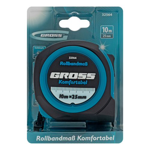 Рулетка Komfortabel 10 м х 25 мм,обрезиненный корпус Gross по ценам производителя в Воронеже с доставкой по всей России