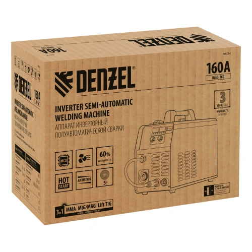 Аппарат инвертор. полуавтомат. cварки IMIG-160 Synergy, 160 А, ПВ 60%, катушка 5 кг Denzel по ценам производителя в Воронеже с доставкой по всей России