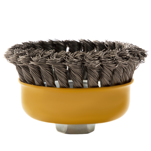 Щетка для УШМ, 100 мм, "Чашка", крученая нержавеющая проволока 0.5 мм, М14 Denzel по ценам производителя в Воронеже с доставкой по всей России
