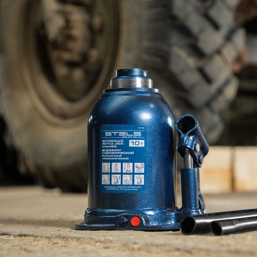 Домкрат гидравлический бутылочный телескопический, 10 т, подъем 180-430 мм Stels по ценам производителя в Воронеже с доставкой по всей России
