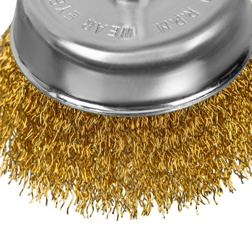 Щетка для дрели, 75 мм, "чашка" со шпилькой, латунированная витая проволока Matrix по ценам производителя в Воронеже с доставкой по всей России