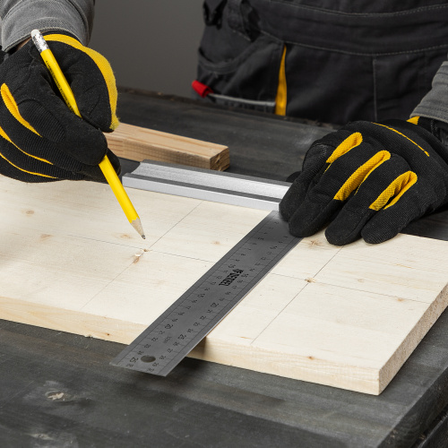 Угольник стальной 300 мм, нержавеющая сталь, градуировка, алюминиевое основание Denzel по ценам производителя в Воронеже с доставкой по всей России