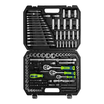 Набор инструментов, 1/2", 3/8", 1/4", пластиковый кейс 215 предм. Сибртех по ценам производителя в Воронеже с доставкой по всей России