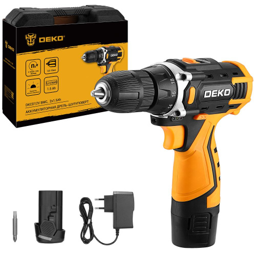 Аккумуляторная дрель-шуруповерт DEKO DKCD12V в кейсе, 12В, 2х1.5Ач по ценам производителя в Воронеже с доставкой по всей России