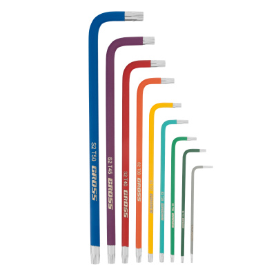 Набор ключей имбусовых Torx -TT, 9 шт: T10-T50, магнит, S2, экстра-длинные, хром/краска 9 шт Gross по ценам производителя в Воронеже с доставкой по всей России