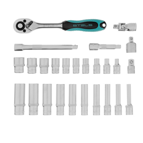 Набор торцевых головок с трещоткой, 1/4", 26 предметов Stels по ценам производителя в Воронеже с доставкой по всей России
