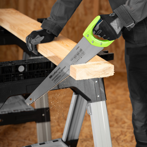 Ножовка по дереву "Зубец", 400 мм, 7-8 TPI, каленый зуб 2D, двухкомпонентная рукоятка Сибртех по ценам производителя в Воронеже с доставкой по всей России