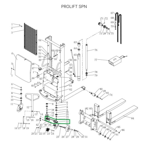 Цепь поворотного колеса в сборе с натяжителем для штабелеров SPN по ценам производителя в Воронеже с доставкой по всей России