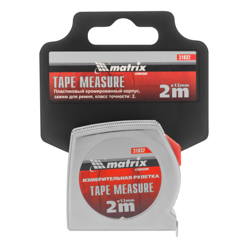 Рулетка Chrom,2 м x 13 мм,хромированный корпус Matrix по ценам производителя в Воронеже с доставкой по всей России
