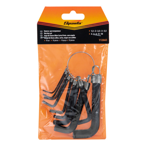 Набор ключей имбусовых HEX, 1.5-10 мм, CrV, 10 шт, оксидированные, на кольце Sparta по ценам производителя в Воронеже с доставкой по всей России