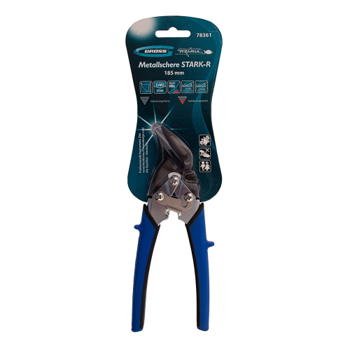 Ножницы по металлу "Piranha", 185 мм, прямой и правый рез, сталь СrM, двухкомпонентные рукоятки Gross по ценам производителя в Воронеже с доставкой по всей России