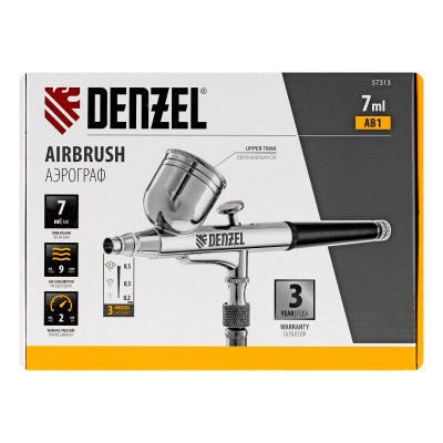 Аэрограф с верхним бачком AB1, 0.2/0.3/0.5 мм, 7 мл, 9 л/мин Denzel по ценам производителя в Воронеже с доставкой по всей России