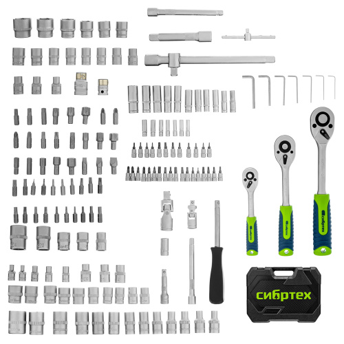 Набор инструментов, 1/2", 3/8", 1/4", пластиковый кейс 172 предм. Сибртех по ценам производителя в Воронеже с доставкой по всей России