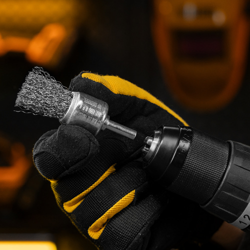 Набор щеток для дрели, 1 Плоская 50мм, 2 Чашки 25-50мм, шпилька, нерж. вит. проволока Denzel по ценам производителя в Воронеже с доставкой по всей России