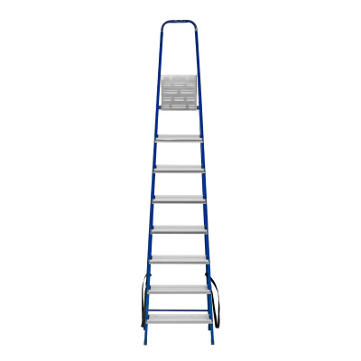 Стремянка, 8 ступеней, стальной профиль, алюминиевые ступени Сибртех по ценам производителя в Воронеже с доставкой по всей России