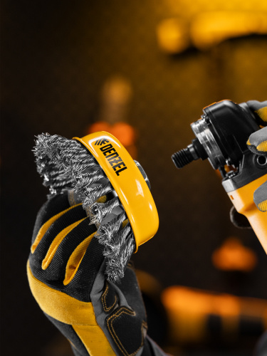 Щетка для УШМ, 125 мм, "Чашка", крученая нержавеющая проволока 0.5 мм, М14 Denzel по ценам производителя в Воронеже с доставкой по всей России