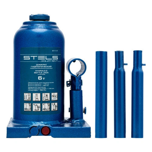 Домкрат гидравлический бутылочный телескопический, 6 т, H подъема 170-420 мм Stels по ценам производителя в Воронеже с доставкой по всей России