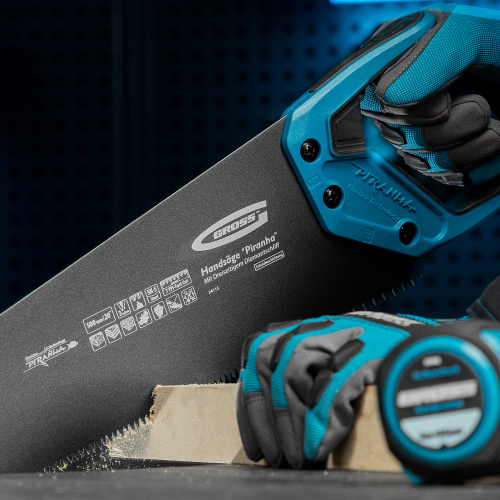 Ножовка по дереву "PIRANHA", 500 мм, 7 TPI, 3D-зуб, тефлоновое покрытие полотна, двухкомпонентная рукоятка Gross по ценам производителя в Воронеже с доставкой по всей России