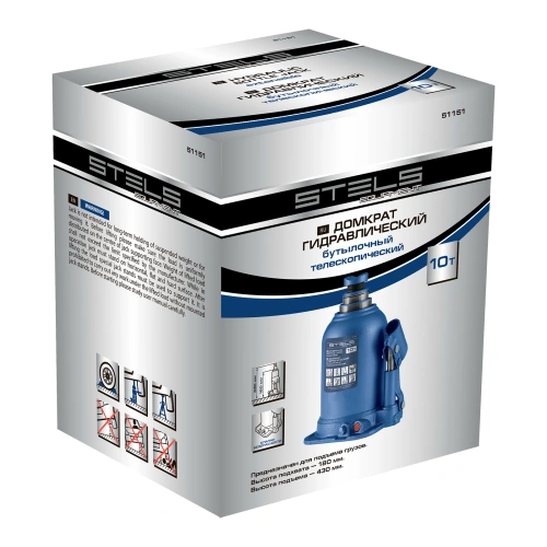 Домкрат гидравлический бутылочный телескопический, 10 т, подъем 180-430 мм Stels по ценам производителя в Воронеже с доставкой по всей России
