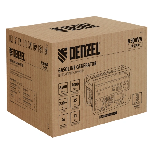 Генератор бензиновый GE 8900, 8.5 кВт, 220 В/50 Гц, 25 л, ручной старт Denzel по ценам производителя в Воронеже с доставкой по всей России