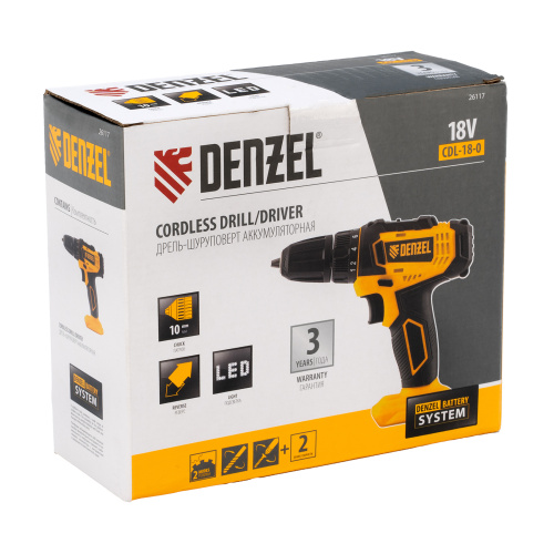 Дрель-шуруповерт аккумуляторная CDL-18-0, Li-Ion, 18 В Denzel по ценам производителя в Воронеже с доставкой по всей России