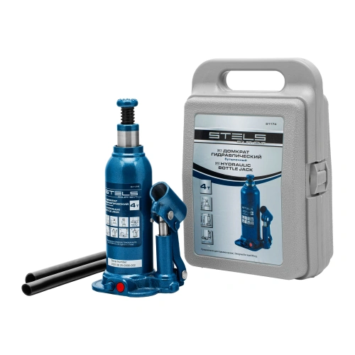 Домкрат гидравлический бутылочный, 4 т, h подъема 188-363 мм, в пластиковом кейсе Stels по ценам производителя в Воронеже с доставкой по всей России