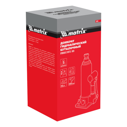 Домкрат гидравлический бутылочный, 8 т, h подъема 230-457 мм Matrix по ценам производителя в Воронеже с доставкой по всей России