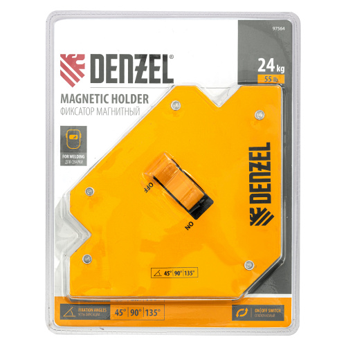 Фиксатор магнитный отключаемый для сварочных работ усилие 55 LB, 45х90х135 град. Denzel по ценам производителя в Воронеже с доставкой по всей России