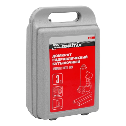 Домкрат гидравлический бутылочный, 3 т, высота подъема 194-372 мм, в пластиковый кейсе Matrix купить в Москве с доставкой по всей России | ProtosMarket.ru