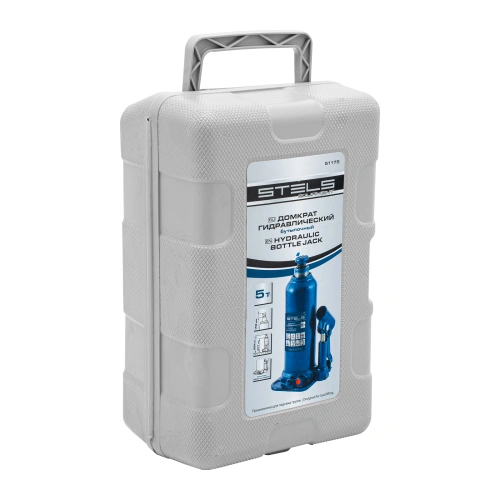 Домкрат гидравлический бутылочный, 5 т, h подъема 207-404 мм, в пластиковом кейсе Stels по ценам производителя в Воронеже с доставкой по всей России