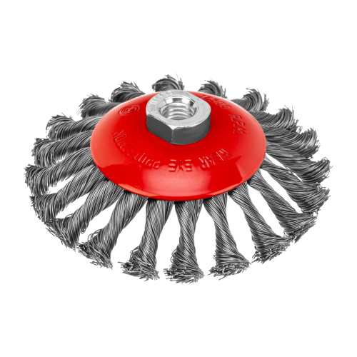 Щетка для УШМ, 125 мм, М14, "тарелка", крученая проволока 0.5 мм Matrix по ценам производителя в Воронеже с доставкой по всей России