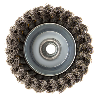 Щетка для УШМ, 100 мм, "Чашка", крученая нержавеющая проволока 0.5 мм, М14 Denzel по ценам производителя в Воронеже с доставкой по всей России