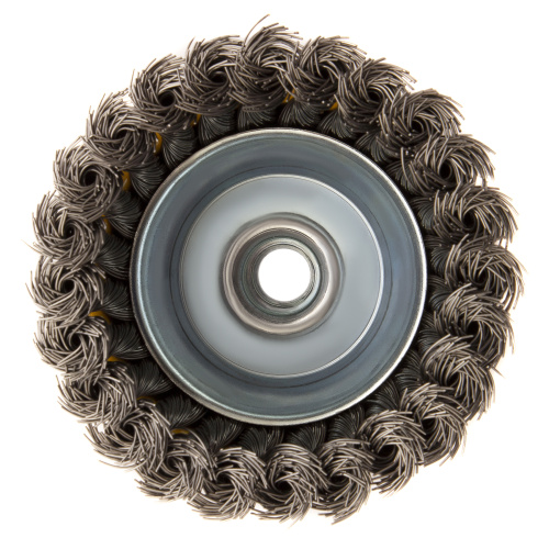 Щетка для УШМ, 100 мм, "Чашка", крученая нержавеющая проволока 0.5 мм, М14 Denzel по ценам производителя в Воронеже с доставкой по всей России