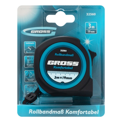 Рулетка Komfortabel 3 м х 19 мм,обрезиненный корпус Gross по ценам производителя в Воронеже с доставкой по всей России