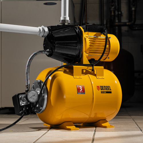 Насосная станция PS1100С, 1100 Вт, 4500 л/ч, ресивер 24 л, подъем 46 м, чугун Denzel по ценам производителя в Воронеже с доставкой по всей России