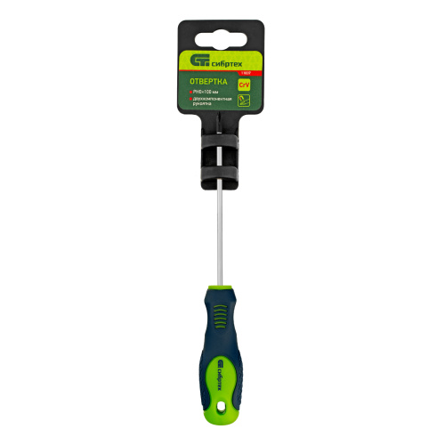 Отвертка, PH0 х 100 мм, CrV, двухкомпонентная рукоятка Сибртех по ценам производителя в Воронеже с доставкой по всей России