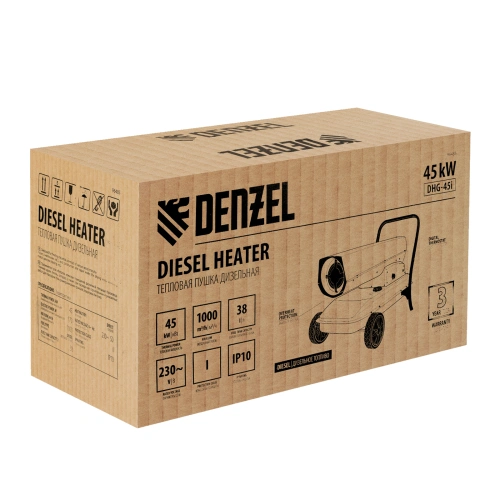 Дизельная тепловая пушка DHG-45i, 45 кВт, 1000 м3/ч, прямой нагрев, электронный термостат Denzel по ценам производителя в Воронеже с доставкой по всей России