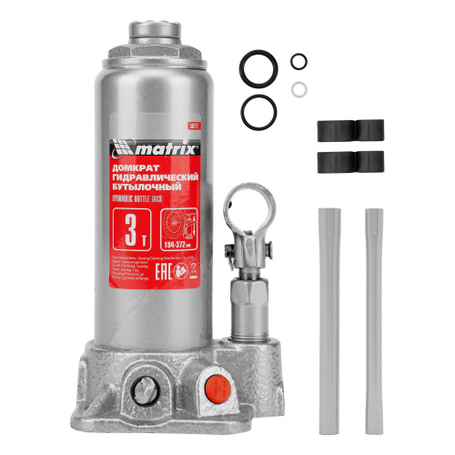 Домкрат гидравлический бутылочный, 3 т, высота подъема 194-372 мм Matrix по ценам производителя в Воронеже с доставкой по всей России