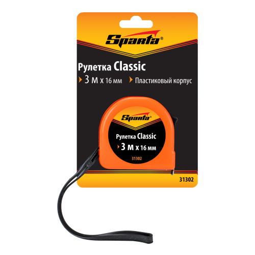 Рулетка Classic,3 м х 16 мм,пластиковый корпус Sparta по ценам производителя в Воронеже с доставкой по всей России