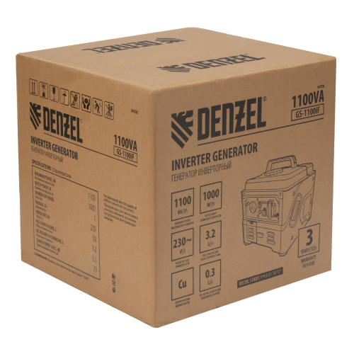 Генератор инверторный GS-1100iF, 1,1 кВт, 230 В, ручной старт DENZEL по ценам производителя в Воронеже с доставкой по всей России