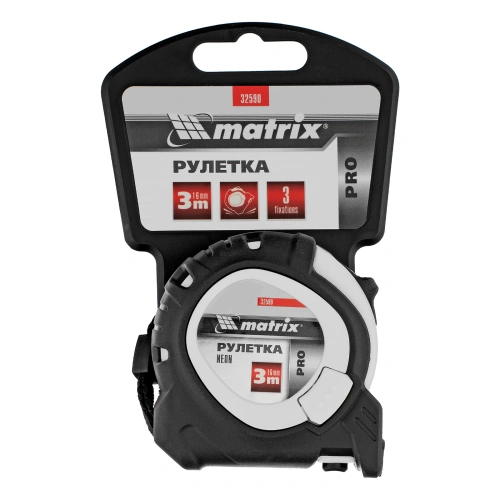 Рулетка Neon,3 м x 16 мм,обрезиненный корпус,3 фиксации,Pro Matrix по ценам производителя в Воронеже с доставкой по всей России