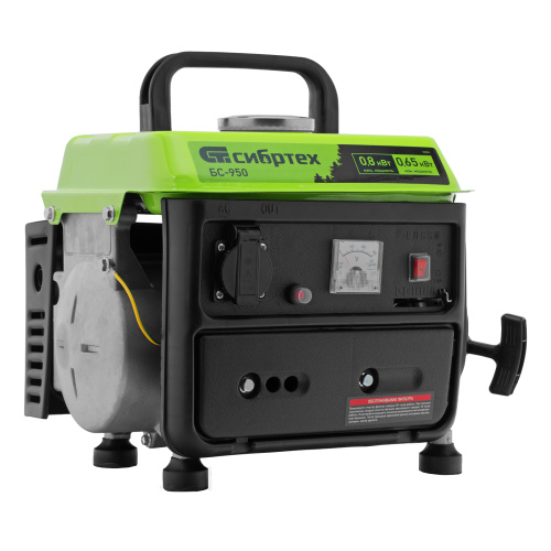 Генератор бензиновый БС-950, 0.8 кВт, 230 В, 2-х тактный, 4 л, ручной стартер Сибртех по ценам производителя в Воронеже с доставкой по всей России