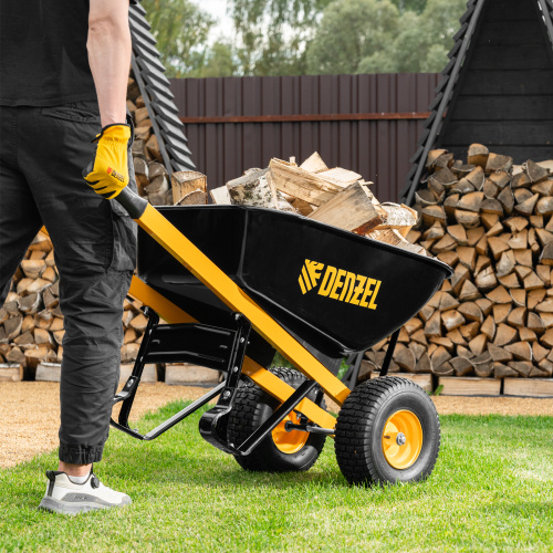 Тачка строительная, усиленная, объем 140 л, 250 кг, двухколесная, колесо 15х6.00-6 Denzel по ценам производителя в Воронеже с доставкой по всей России