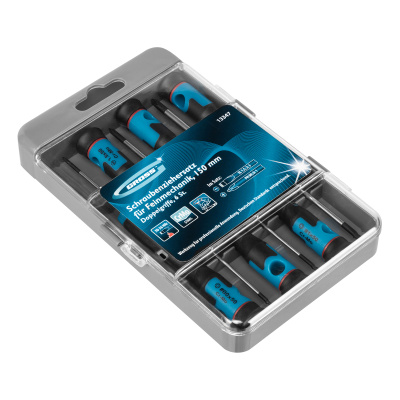 Набор отверток для точной механики, CrMo, двухкомпонентные рукоятки, 6 шт, пластиковый бокс Gross по ценам производителя в Воронеже с доставкой по всей России