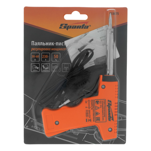 Паяльник-пистолет с регулировкой мощности 30-60 Вт, 220 В Sparta по ценам производителя в Воронеже с доставкой по всей России